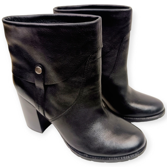 Franco Sarto SZ 10 Ocella Black Genuine Leather Boots - Picture 1 of 8